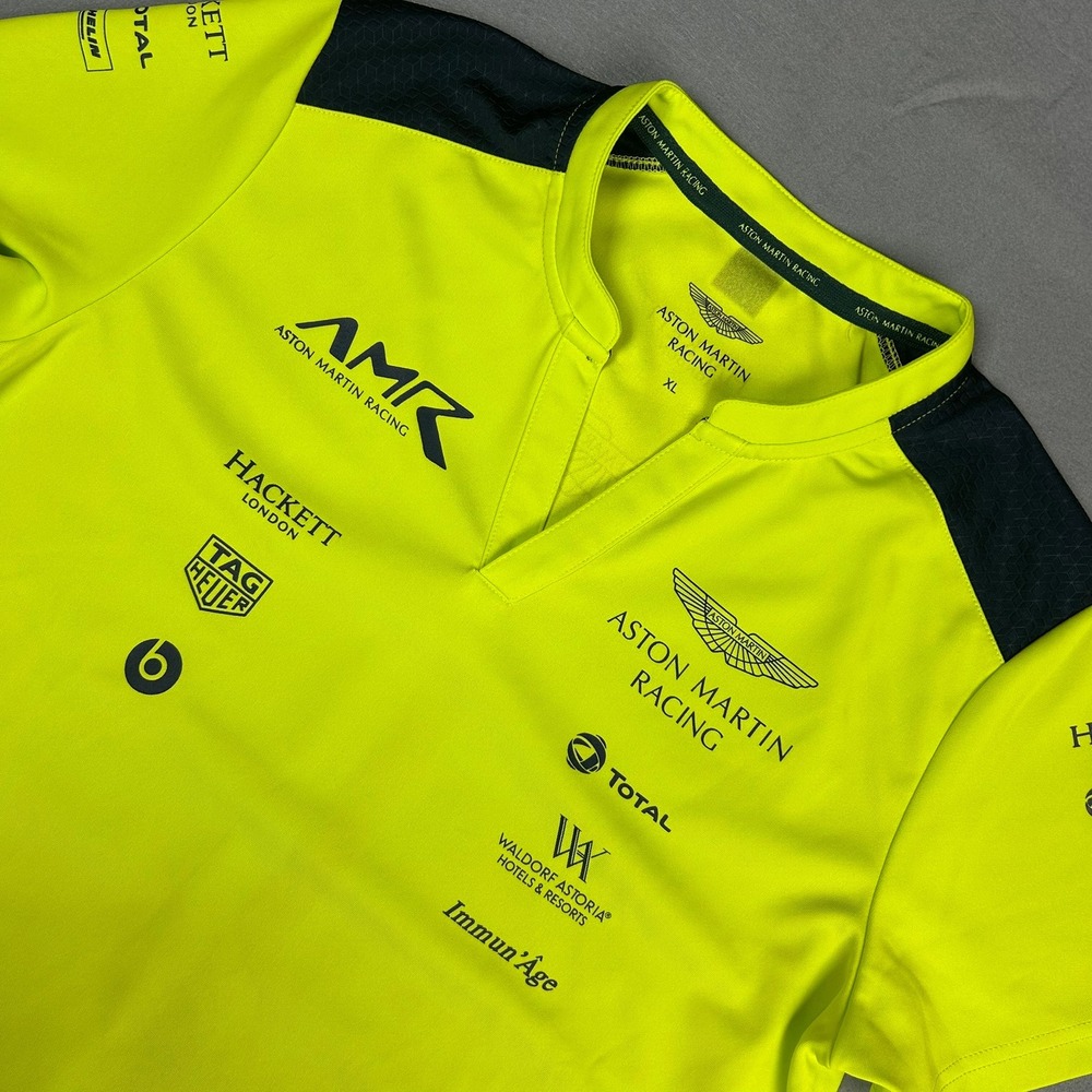 Hackett Aston Martin Racing Team Polo Shirt Womens XL Neon Green - Picture 1 of 12